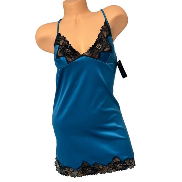 Frederick's of Hollywood Other - NWT! Frederick's of Hollywood Yvette Teal Satin & Lace Chemise Slip Lingerie S